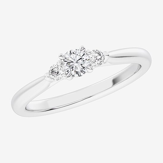 (G-H / Si1-Si2) Womens 1/3 CT. T.W. Lab Grown White Diamond Sterling Silver Side Stone 3-Stone Promise Ring