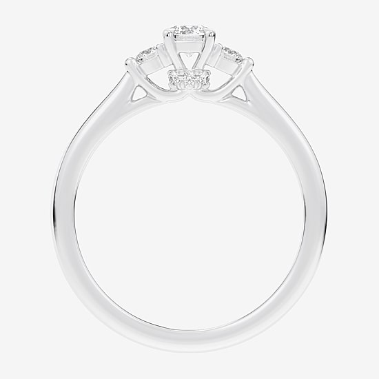 (G-H / Si1-Si2) Womens 1/3 CT. T.W. Lab Grown White Diamond Sterling Silver Side Stone 3-Stone Promise Ring