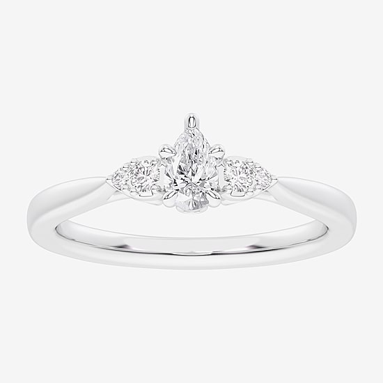 (G-H / Si1-Si2) Womens 1/3 CT. T.W. Lab Grown White Diamond Sterling Silver Side Stone 3-Stone Promise Ring