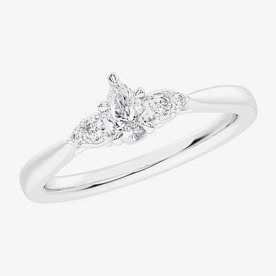 (G-H / Si1-Si2) Womens 1/3 CT. T.W. Lab Grown White Diamond Sterling Silver Side Stone 3-Stone Promise Ring