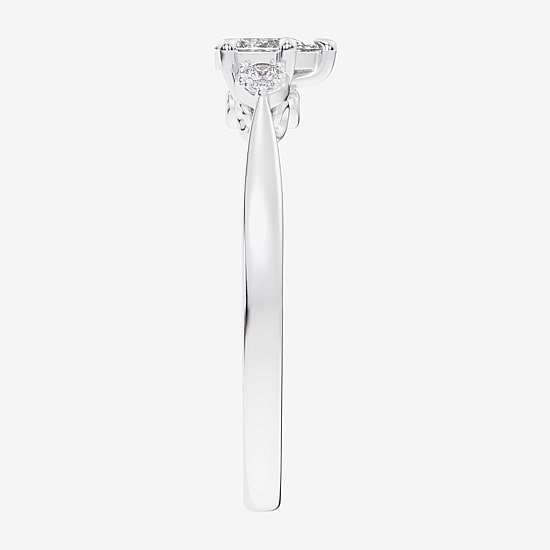 (G-H / Si1-Si2) Womens 1/3 CT. T.W. Lab Grown White Diamond Sterling Silver Side Stone 3-Stone Promise Ring