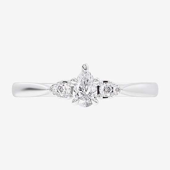 (G-H / Si1-Si2) Womens 1/3 CT. T.W. Lab Grown White Diamond Sterling Silver Side Stone 3-Stone Promise Ring