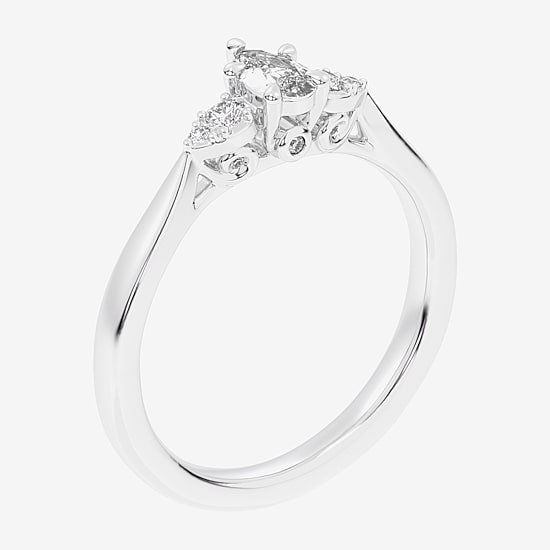 (G-H / Si1-Si2) Womens 1/3 CT. T.W. Lab Grown White Diamond Sterling Silver Side Stone 3-Stone Promise Ring