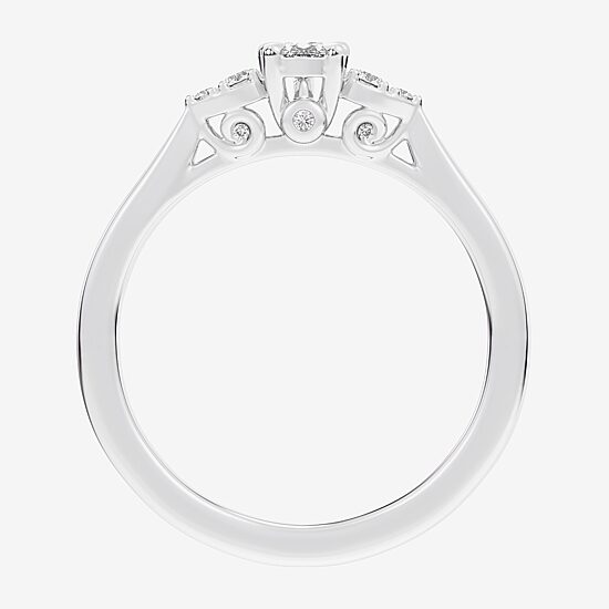 (G-H / Si1-Si2) Womens 1/3 CT. T.W. Lab Grown White Diamond Sterling Silver Side Stone 3-Stone Promise Ring