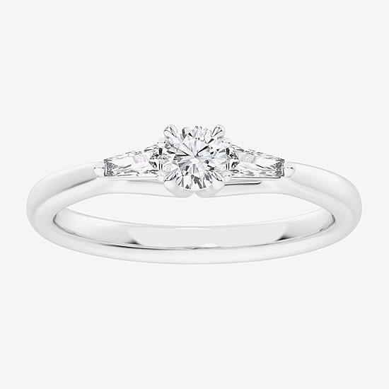 (G-H / Si1-Si2) Womens 1/3 CT. T.W. Lab Grown White Diamond Sterling Silver Side Stone 3-Stone Promise Ring
