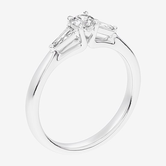 (G-H / Si1-Si2) Womens 1/3 CT. T.W. Lab Grown White Diamond Sterling Silver Side Stone 3-Stone Promise Ring