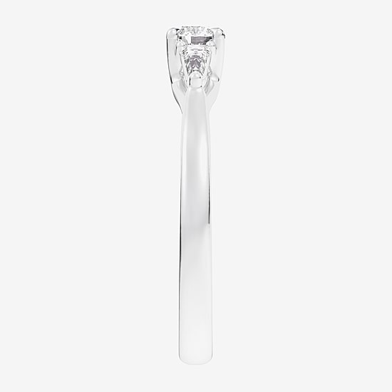 (G-H / Si1-Si2) Womens 1/3 CT. T.W. Lab Grown White Diamond Sterling Silver Side Stone 3-Stone Promise Ring