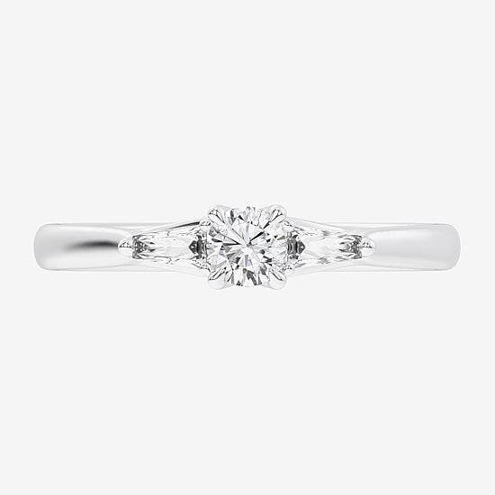 (G-H / Si1-Si2) Womens 1/3 CT. T.W. Lab Grown White Diamond Sterling Silver Side Stone 3-Stone Promise Ring