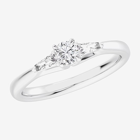 (G-H / Si1-Si2) Womens 1/3 CT. T.W. Lab Grown White Diamond Sterling Silver Side Stone 3-Stone Promise Ring