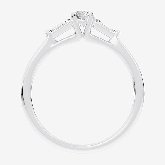 (G-H / Si1-Si2) Womens 1/3 CT. T.W. Lab Grown White Diamond Sterling Silver Side Stone 3-Stone Promise Ring
