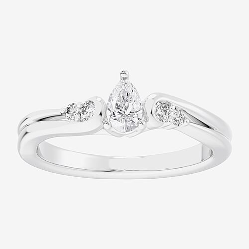 Modern Bride (g-h / Si1-si2) Womens 1/3 Ct. T.w. Lab Grown White Diamond Sterling Silver Side Stone 3-stone Promi