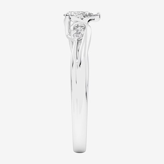 (G-H / Si1-Si2) Womens 1/3 CT. T.W. Lab Grown White Diamond Sterling Silver Side Stone 3-Stone Promise Ring