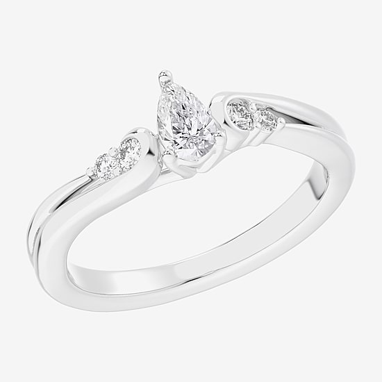 (G-H / Si1-Si2) Womens 1/3 CT. T.W. Lab Grown White Diamond Sterling Silver Side Stone 3-Stone Promise Ring
