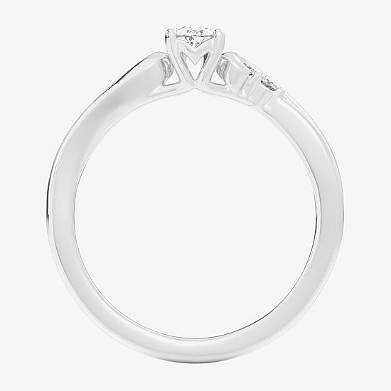 (G-H / Si1-Si2) Womens 1/3 CT. T.W. Lab Grown White Diamond Sterling Silver Side Stone 3-Stone Promise Ring
