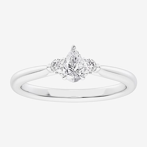 Modern Bride (g-h / Si1-si2) Womens 1/3 Ct. T.w. Lab Grown White Diamond Sterling Silver Side Stone 3-stone Promi