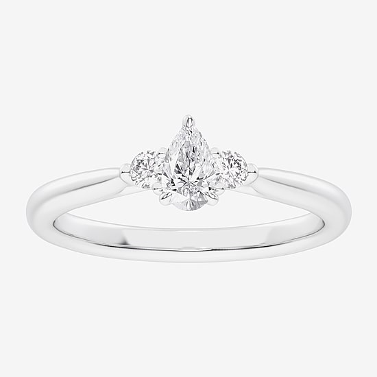(G-H / Si1-Si2) Womens 1/3 CT. T.W. Lab Grown White Diamond Sterling Silver Side Stone 3-Stone Promise Ring