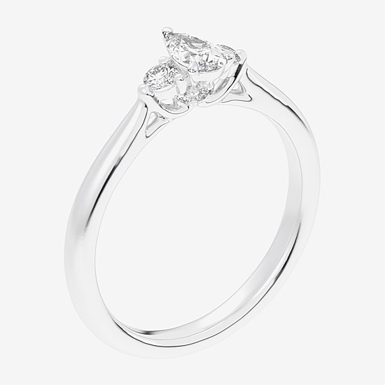 (G-H / Si1-Si2) Womens 1/3 CT. T.W. Lab Grown White Diamond Sterling Silver Side Stone 3-Stone Promise Ring