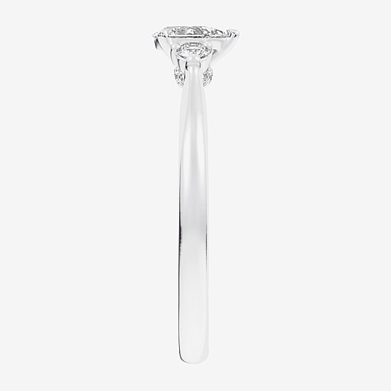 (G-H / Si1-Si2) Womens 1/3 CT. T.W. Lab Grown White Diamond Sterling Silver Side Stone 3-Stone Promise Ring