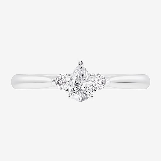 (G-H / Si1-Si2) Womens 1/3 CT. T.W. Lab Grown White Diamond Sterling Silver Side Stone 3-Stone Promise Ring