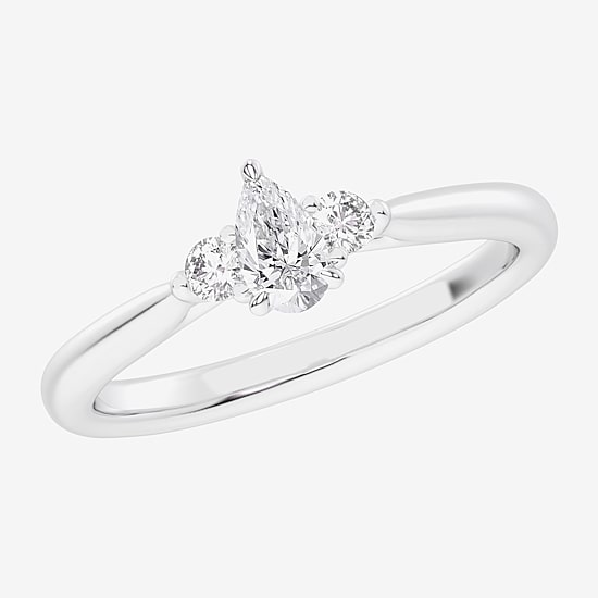 (G-H / Si1-Si2) Womens 1/3 CT. T.W. Lab Grown White Diamond Sterling Silver Side Stone 3-Stone Promise Ring