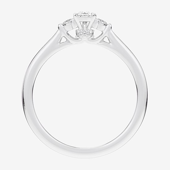(G-H / Si1-Si2) Womens 1/3 CT. T.W. Lab Grown White Diamond Sterling Silver Side Stone 3-Stone Promise Ring
