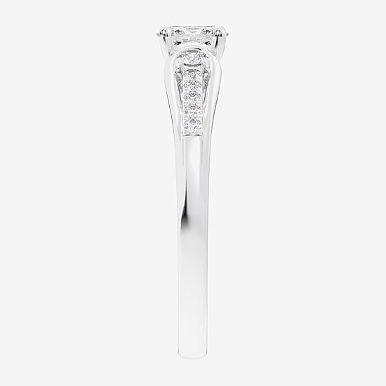 (G-H / Si1-Si2) Womens 1/3 CT. T.W. Lab Grown White Diamond Sterling Silver Side Stone 3-Stone Promise Ring