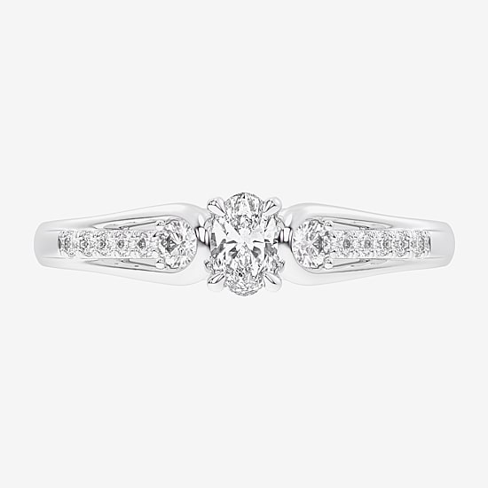 (G-H / Si1-Si2) Womens 1/3 CT. T.W. Lab Grown White Diamond Sterling Silver Side Stone 3-Stone Promise Ring