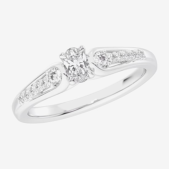 (G-H / Si1-Si2) Womens 1/3 CT. T.W. Lab Grown White Diamond Sterling Silver Side Stone 3-Stone Promise Ring