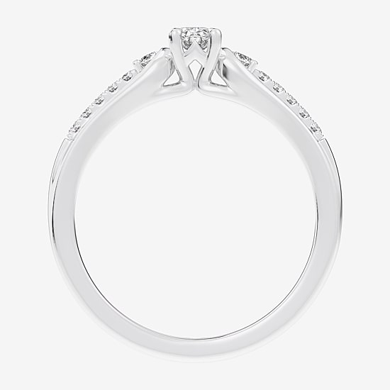(G-H / Si1-Si2) Womens 1/3 CT. T.W. Lab Grown White Diamond Sterling Silver Side Stone 3-Stone Promise Ring