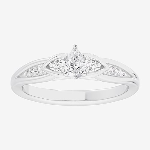 Modern Bride (g-h / Si1-si2) Womens 1/3 Ct. T.w. Lab Grown White Diamond Sterling Silver Side Stone 3-stone Promi