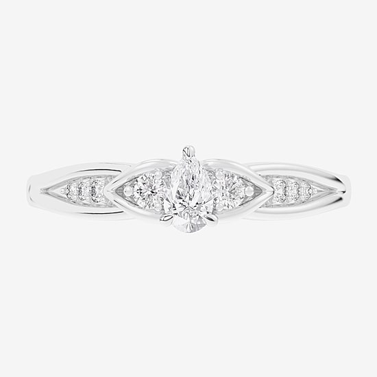 (G-H / Si1-Si2) Womens 1/3 CT. T.W. Lab Grown White Diamond Sterling Silver Side Stone 3-Stone Promise Ring