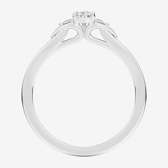 (G-H / Si1-Si2) Womens 1/3 CT. T.W. Lab Grown White Diamond Sterling Silver Side Stone 3-Stone Promise Ring