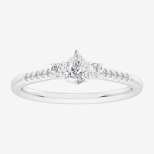 Modern Bride (g-h / Si1-si2) Womens 1/3 Ct. T.w. Lab Grown White Diamond Sterling Silver Side Stone 3-stone Promi