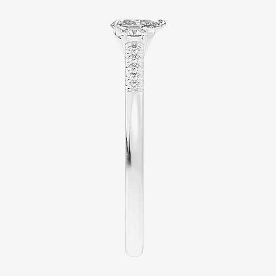 (G-H / Si1-Si2) Womens 1/3 CT. T.W. Lab Grown White Diamond Sterling Silver Side Stone 3-Stone Promise Ring