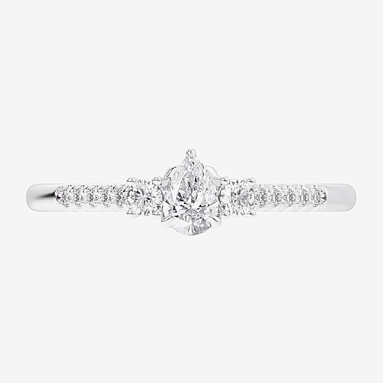 (G-H / Si1-Si2) Womens 1/3 CT. T.W. Lab Grown White Diamond Sterling Silver Side Stone 3-Stone Promise Ring