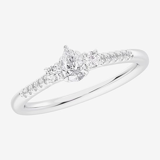 (G-H / Si1-Si2) Womens 1/3 CT. T.W. Lab Grown White Diamond Sterling Silver Side Stone 3-Stone Promise Ring