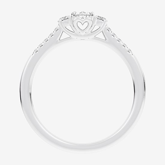(G-H / Si1-Si2) Womens 1/3 CT. T.W. Lab Grown White Diamond Sterling Silver Side Stone 3-Stone Promise Ring