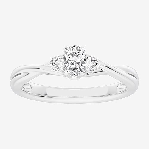 Modern Bride (g-h / Si1-si2) Womens 1/3 Ct. T.w. Lab Grown White Diamond Sterling Silver Side Stone 3-stone Promi