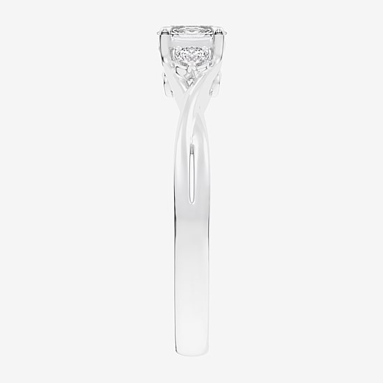 (G-H / Si1-Si2) Womens 1/3 CT. T.W. Lab Grown White Diamond Sterling Silver Side Stone 3-Stone Promise Ring