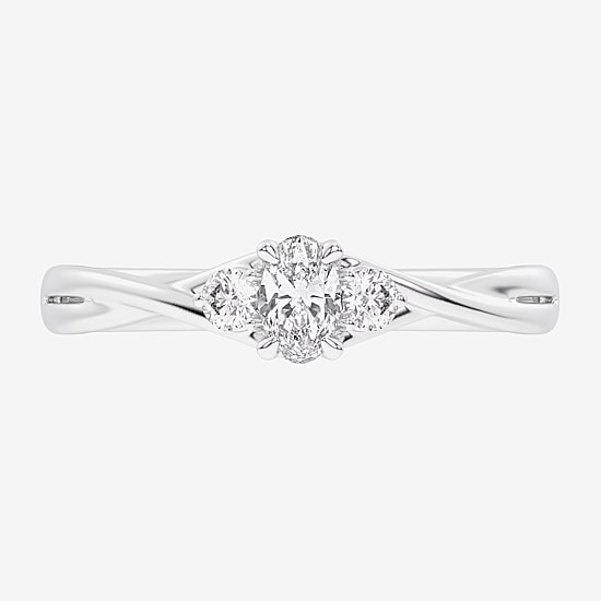 (G-H / Si1-Si2) Womens 1/3 CT. T.W. Lab Grown White Diamond Sterling Silver Side Stone 3-Stone Promise Ring