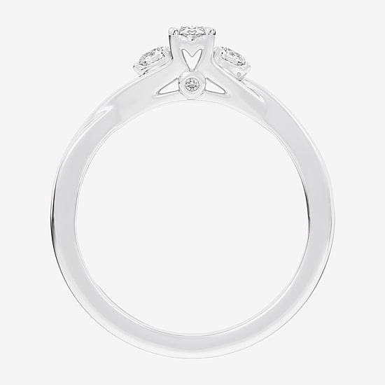 (G-H / Si1-Si2) Womens 1/3 CT. T.W. Lab Grown White Diamond Sterling Silver Side Stone 3-Stone Promise Ring