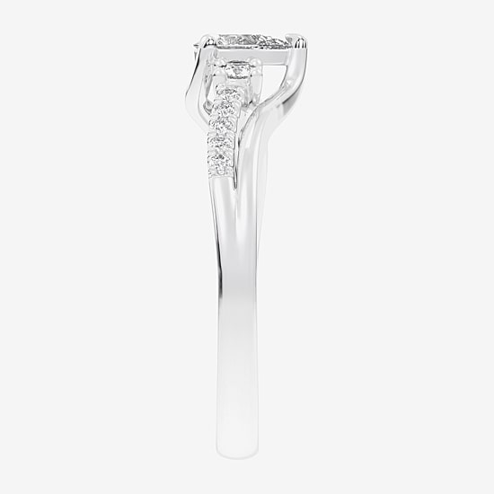 (G-H / Si1-Si2) Womens 1/3 CT. T.W. Lab Grown White Diamond Sterling Silver Side Stone 3-Stone Promise Ring