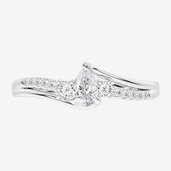 (G-H / Si1-Si2) Womens 1/3 CT. T.W. Lab Grown White Diamond Sterling Silver Side Stone 3-Stone Promise Ring