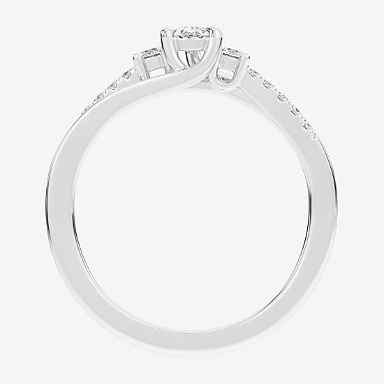 (G-H / Si1-Si2) Womens 1/3 CT. T.W. Lab Grown White Diamond Sterling Silver Side Stone 3-Stone Promise Ring