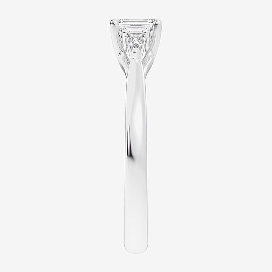 (G-H / Si1-Si2) Womens 1/3 CT. T.W. Lab Grown White Diamond Sterling Silver Side Stone 3-Stone Promise Ring