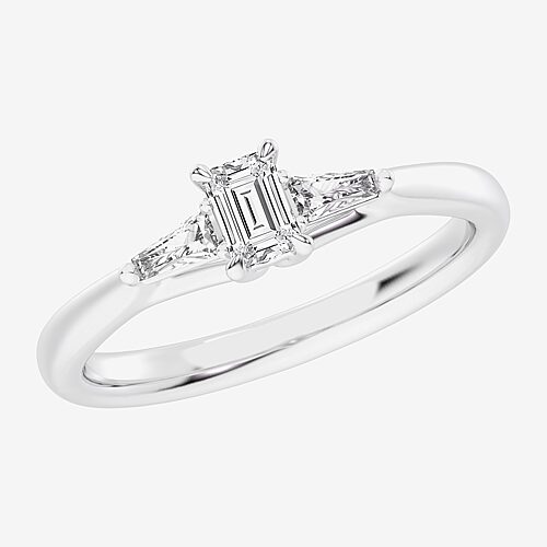 Modern Bride (g-h / Si1-si2) Womens 1/3 Ct. T.w. Lab Grown White Diamond Sterling Silver Side Stone 3-stone Promi