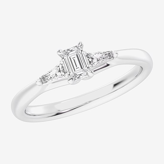 (G-H / Si1-Si2) Womens 1/3 CT. T.W. Lab Grown White Diamond Sterling Silver Side Stone 3-Stone Promise Ring