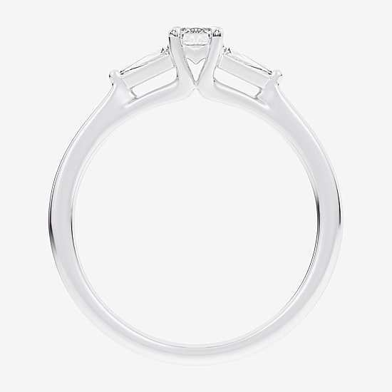 (G-H / Si1-Si2) Womens 1/3 CT. T.W. Lab Grown White Diamond Sterling Silver Side Stone 3-Stone Promise Ring