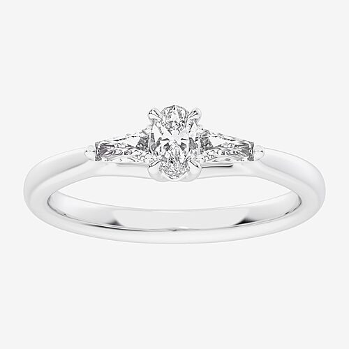 Modern Bride (g-h / Si1-si2) Womens 1/3 Ct. T.w. Lab Grown White Diamond Sterling Silver Side Stone 3-stone Promi