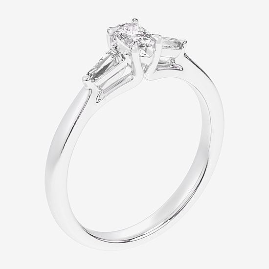 (G-H / Si1-Si2) Womens 1/3 CT. T.W. Lab Grown White Diamond Sterling Silver Side Stone 3-Stone Promise Ring